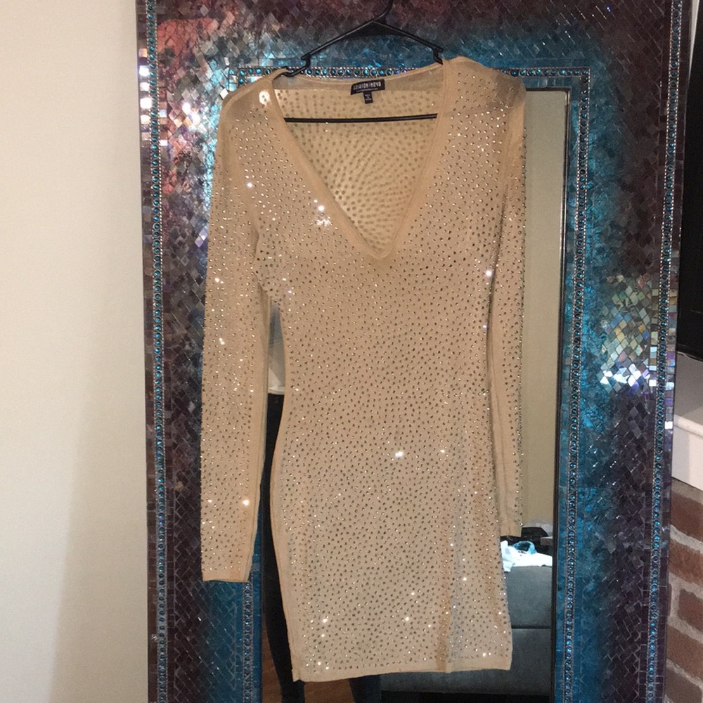 Nude see-through dress